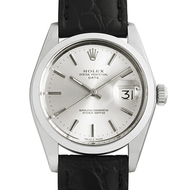 ロレックス オイスターパーペチュアル デイト 1500 シルバー/バー 44番 アンティーク メンズ