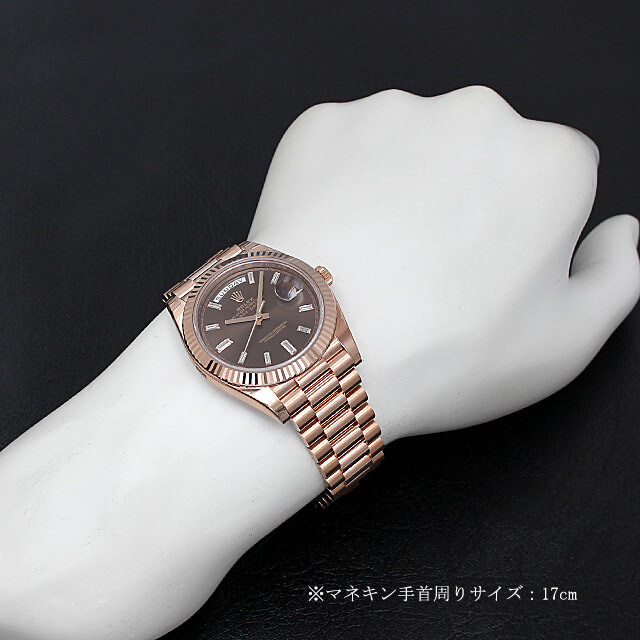 ロレックス デイデイト40 10Pバゲットダイヤ 228235A チョコレートブラウン 中古 メンズ