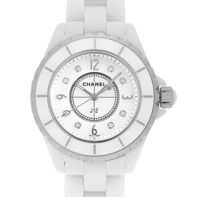 シャネル J12 ホワイト 8Pダイヤ H2422 中古 レディース