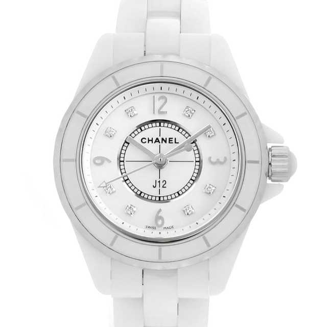 シャネル J12 ホワイト 8Pダイヤ H2422 中古 レディース