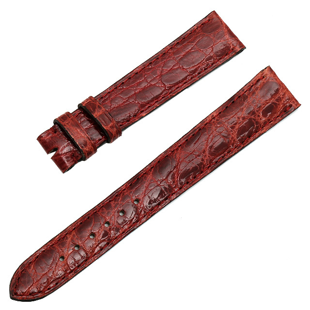 カミーユフォルネ 尾錠用革ベルト クロコダイル ワインレッド 16mm-14mm 未使用 WEB限定品