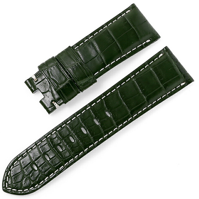 RASINオリジナル パネライ ルミノール Dバックル用 クロコダイル 裏ラバー 艶消し 緑/グリーン 24mm-22mm OPLNDB2422 WEB限定品