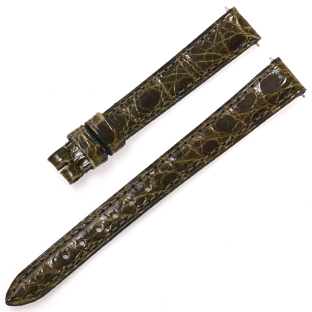 カミーユフォルネ 尾錠用革ベルト クロコダイル オリーブ 12mm-10mm 未使用 WEB限定品