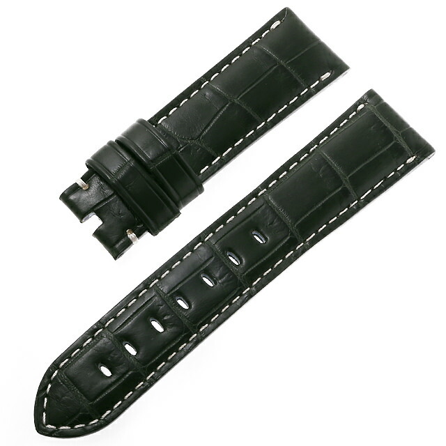 RASINオリジナル パネライ ルミノール 尾錠用 クロコダイル 裏ラバー 艶消し 緑/グリーン 22mm-20mm OPLNAB2220 WEB限定品