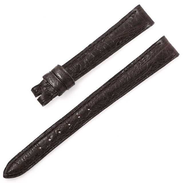 カミーユフォルネ 尾錠用革ベルト オーストリッチ 濃茶/ダークブラウン 12mm-10mm 未使用 WEB限定品
