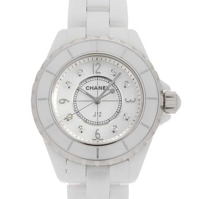 シャネル J12 ホワイト 8Pダイヤ H2422 中古 レディース
